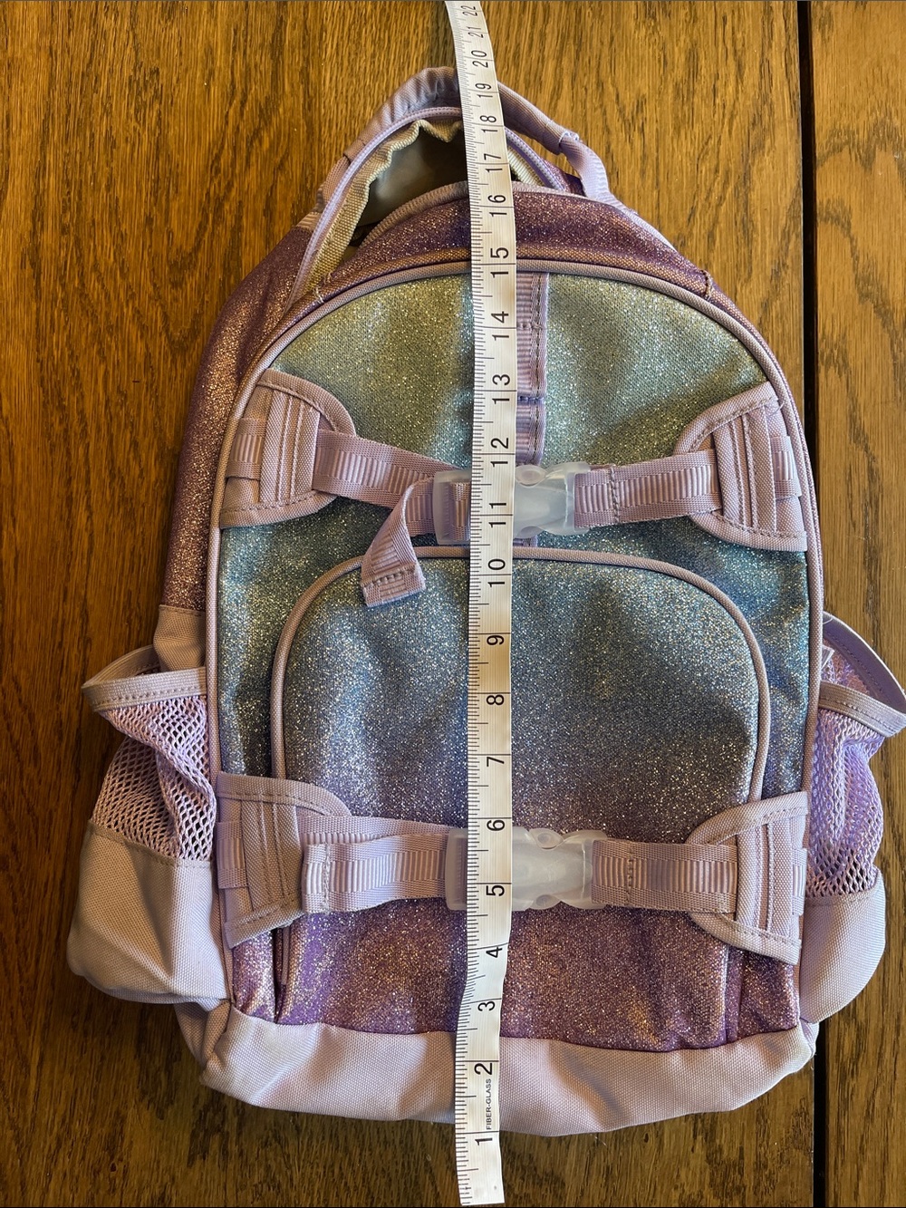 Pottery Barn Glitter Ombre Purple Blue Kids Backpack - Picture 4 of 5